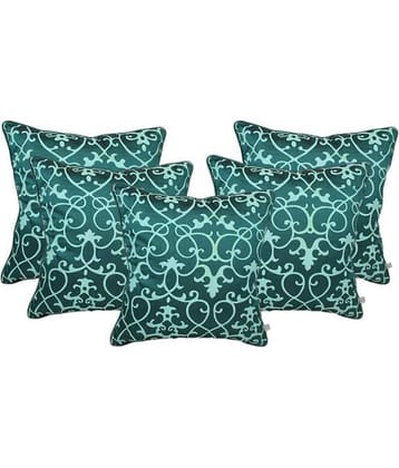 Zubix Green Polyester Cushion Covers Set Of 5