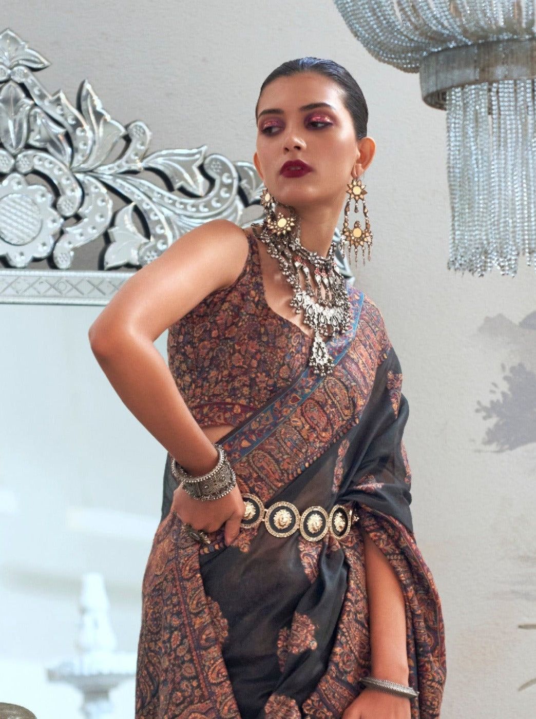 Black  Paisely  Saree