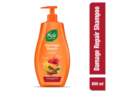 Nyle Naturals Damage Repair Anti Hairfall Shampoo, With Shikakai and Hibiscus,Gentle and soft shampoo, PH balanced and Paraben free - 800 ml 