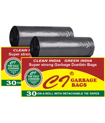 C-I 60 pcs Premium Quality Medium Garbage Bags - 2 packs of 30 Pcs - 60 pcs - 19X21 Black Medium Disposable Garbage Trash Waste Dustbin Kitchen Bags & Covers