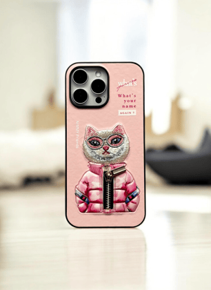 Nimmy Pink Cat Embroidery Case for iPhone 14 Pro