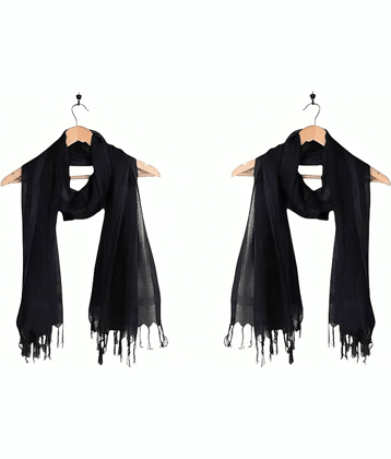 Kastner Black Cotton Blend Women's Scarf ( Pack of 2 )