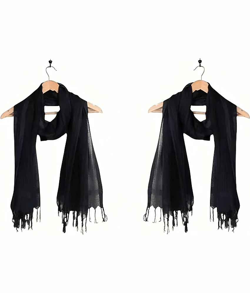 Kastner Black Cotton Blend Women's Scarf ( Pack of 2 )