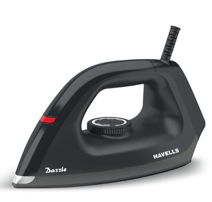 Havells Dry Iron Dazzle 1100 Watts, Iron Press, Greblon Non Sick Soleplate with German Technology| Shock Proof Body| Aerodynamic Design, 360 Swivel Cord