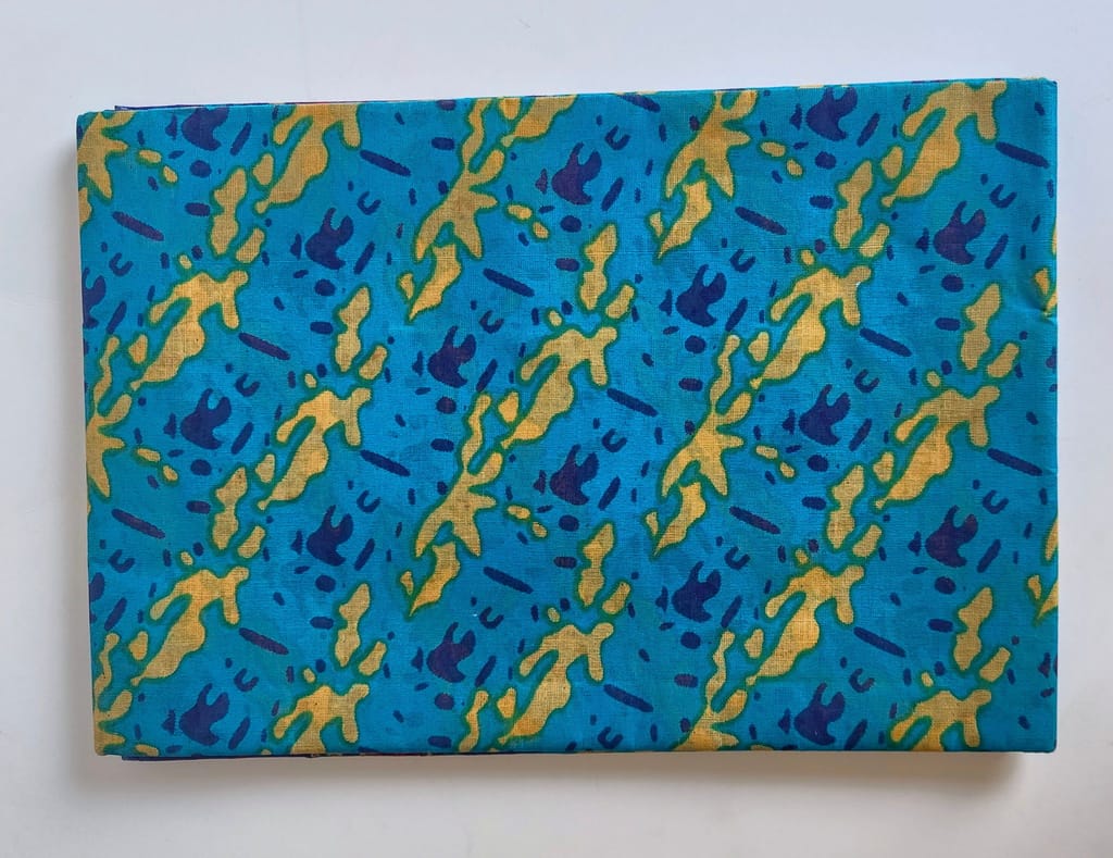 Blue and Green Floral Printed Cotton Fabric