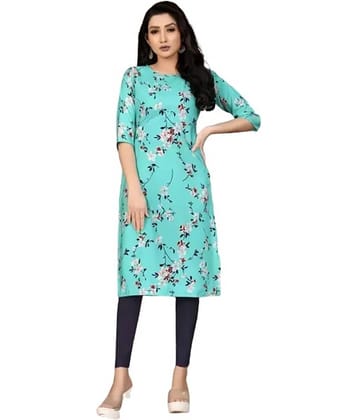 AK FASHION MALL Pack of 1 Crepe Printed Straight Women's Kurti - ( Multicolor )