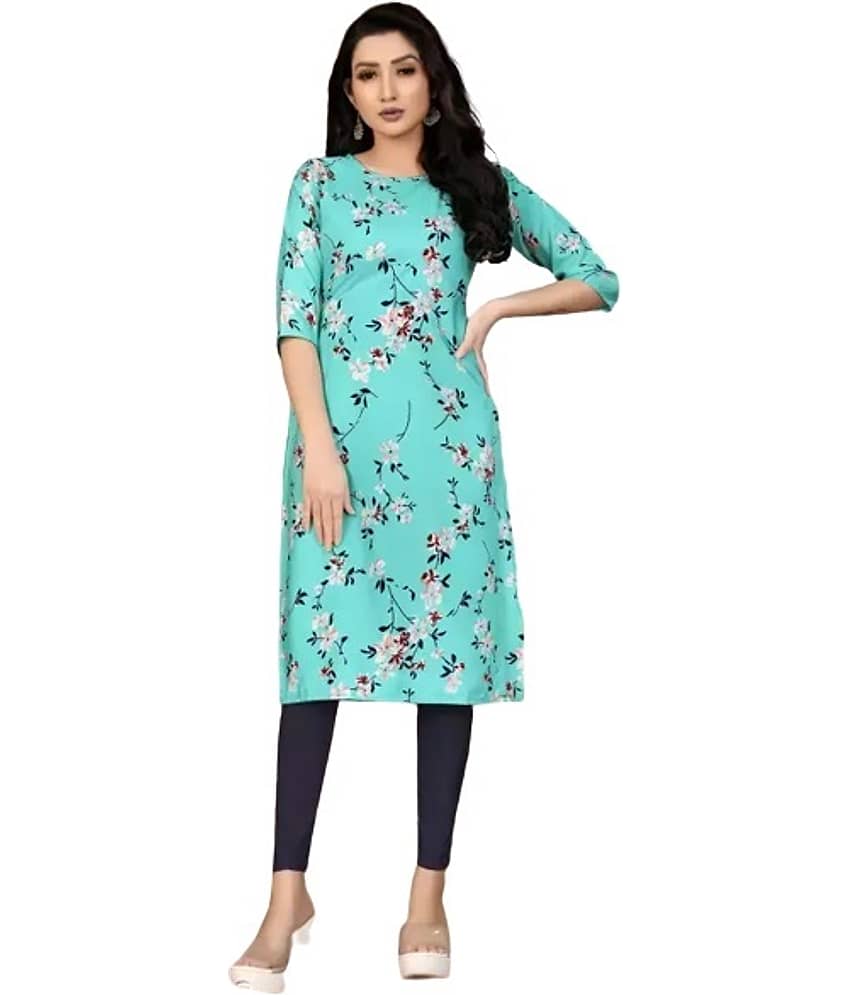 AK FASHION MALL Pack of 1 Crepe Printed Straight Women's Kurti - ( Multicolor )