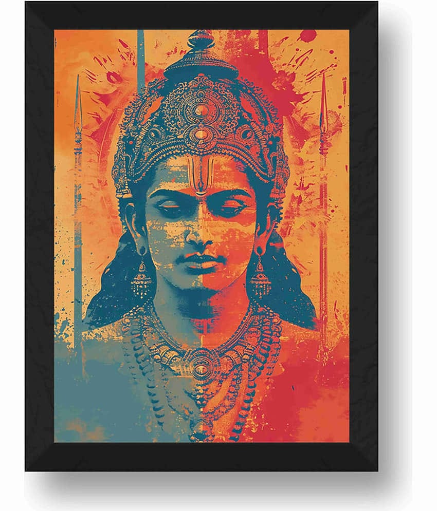 Saf Shree Ram Lala Religious Wall Hanging Painting With Frame