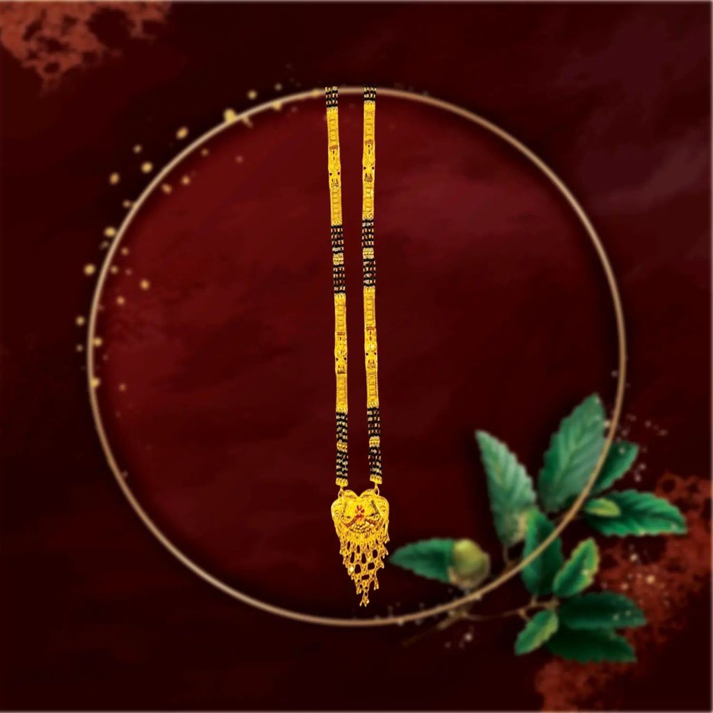 One gram gold Mangalsutra for Everyday Wear with Black Beads Stones