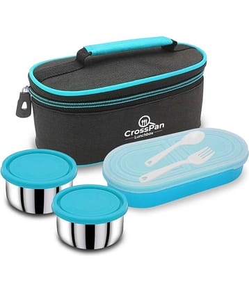 CrossPan DOUBLE DECKER Lunch/Tiffin Box Stainless Steel Lunch Box 3 - Container ( Pack of 1 )