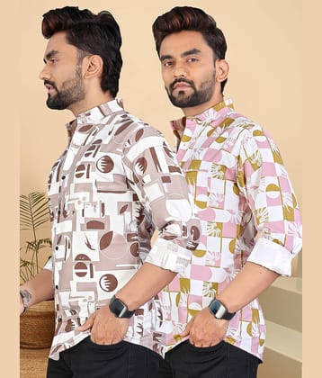 ADWYN PETER 100% Cotton Regular Fit Printed Full Sleeves Men's Casual Shirt - Multicolor 12 ( Pack of 2 )