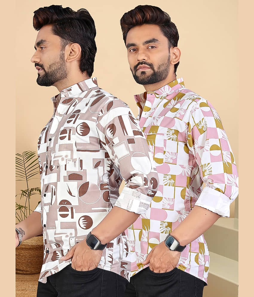 ADWYN PETER 100% Cotton Regular Fit Printed Full Sleeves Men's Casual Shirt - Multicolor 12 ( Pack of 2 )