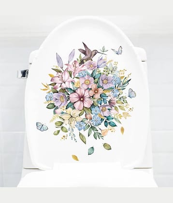 Inkfence Bathroom Sticker Floral ( 20 x 17 cms )