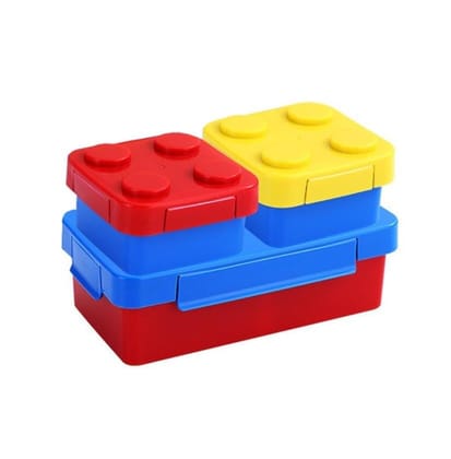 Ji and Ja  DIY Lunch Box Kids Bricks Characters Blocks Assemble DIY for Kids Boys and Girls Return Gift for Birthday, Food Grade (Block Lunch Box)