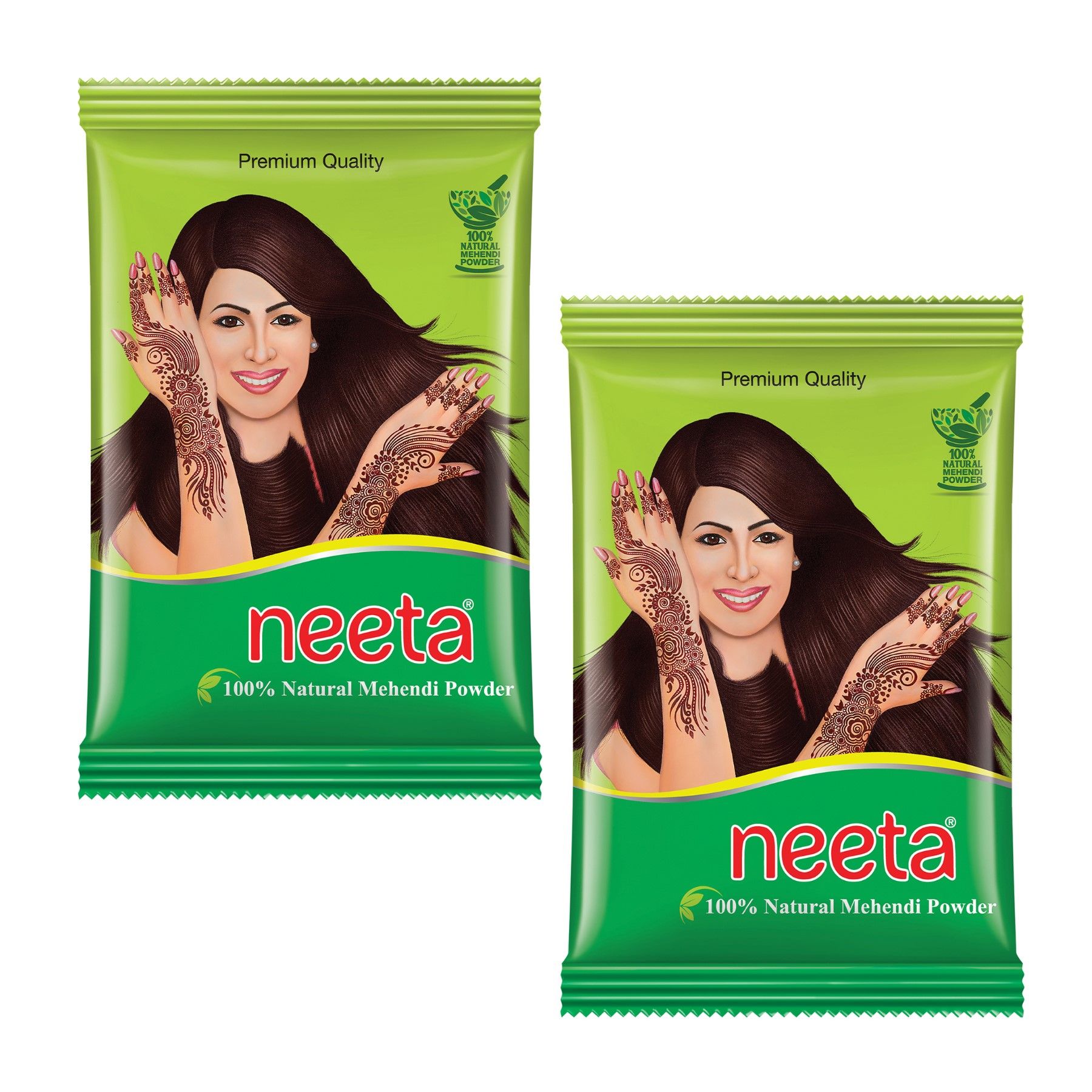 Neeta Mehendi Powder 200g Pack of 2, 100% Natural Henna Mehandi Powder for Hair, Hand & Feet