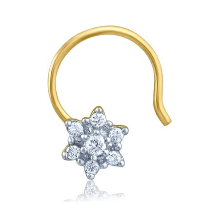 Senco Gold Pleasant Diamond Nose pin (0.5 gram / 0.12 Ct / EF-VVS / 18K Yellow Gold)