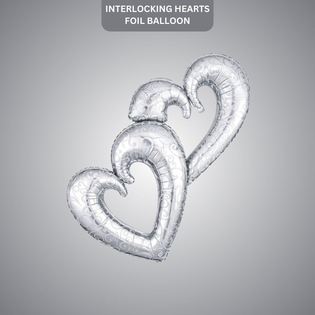 Interlocking Hearts Love You Foil Balloon 53" for Valentines Day & Anniversary Party