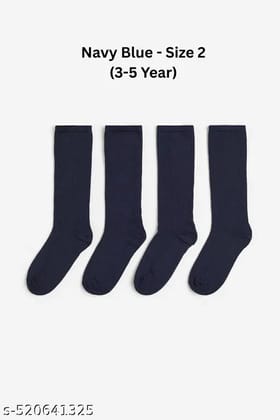 Navy Blue plain formal Lycra cotton socks/school socks - Pack of 2 (3-5 year)