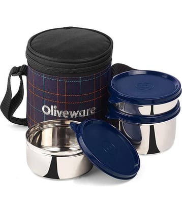 Oliveware Bliss Stainless Steel Lunch Box 3 Container (Pack of 1)
