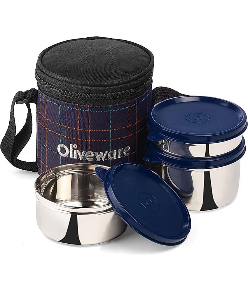 Oliveware Bliss Stainless Steel Lunch Box 3 Container (Pack of 1)