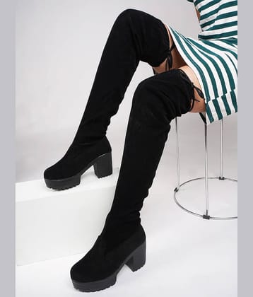 JM Looks Black Women's Knee Length Boots