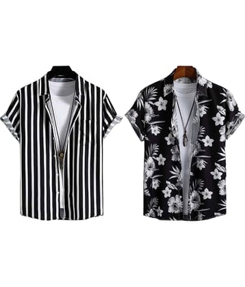 Bluedove Elastane Regular Fit Striped Half Sleeves Men's Casual Shirt - White ( Pack of 2 )