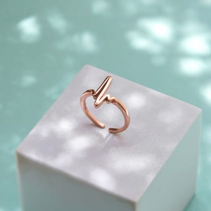 Heart Beat Sterling Silver Ring-Rose Gold Adjustable