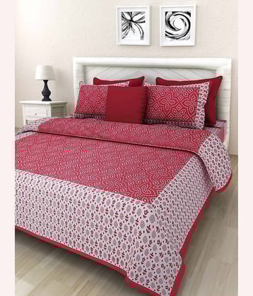 HandiCave Cotton Double Bedsheet ( Red )