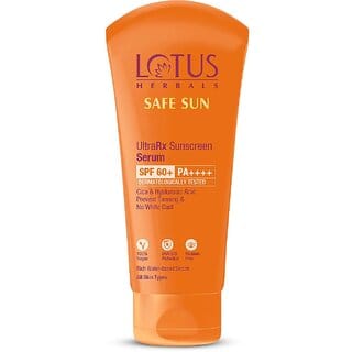 Lotus Herbals UltraRX Sunscreen serum SPF 60+ PA++++For all skin typesDermatologically tested75g Lotus Herbals UltraRX Sunscreen serum SPF 60+ PA++++For all skin typesDermatologically tested75g