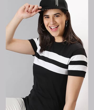 AUSK Women Cotton Blend Colorblock Regular Fit Round Neck T-Shirt ( White )