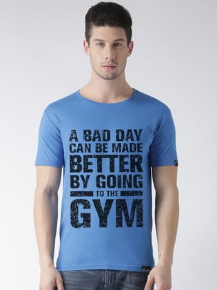Young Trendz Bio-Wash Cotton Half Sleeve GYM Graphic Printed SKYBLUE T-Shirt-SKYBLUE / Medium / 100% Bio Wash Cotton