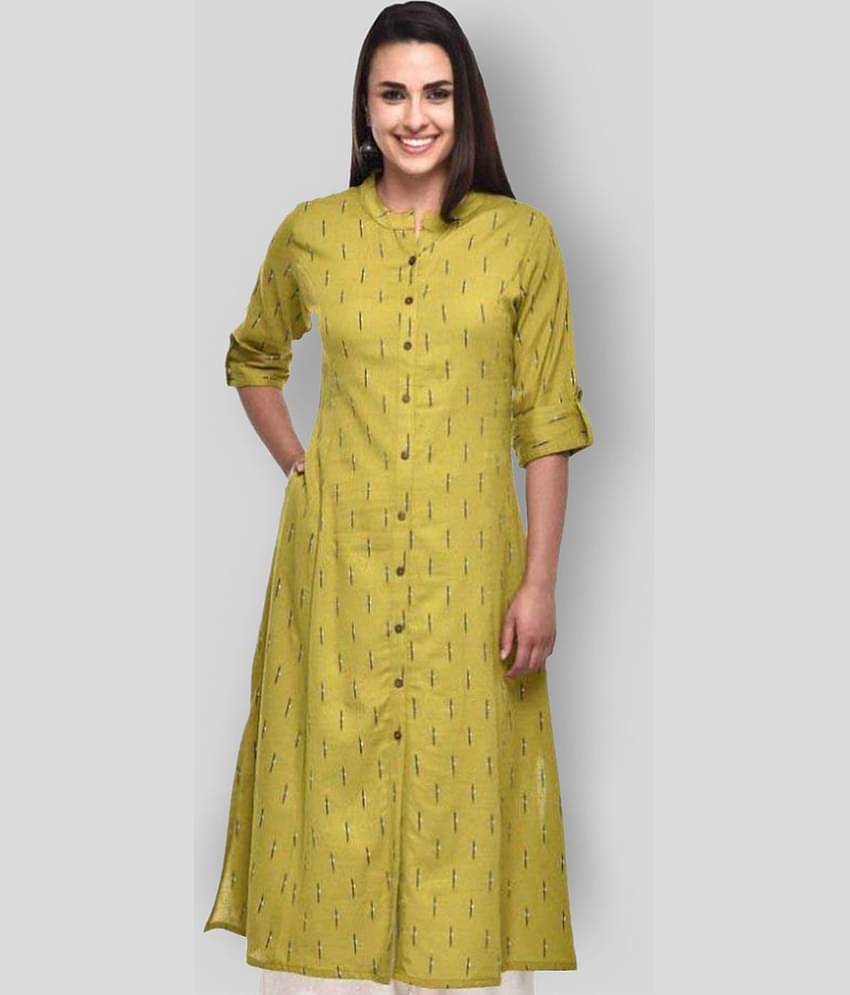 Pistaa - Green Cotton Women's Straight Kurti ( Pack of 1 )