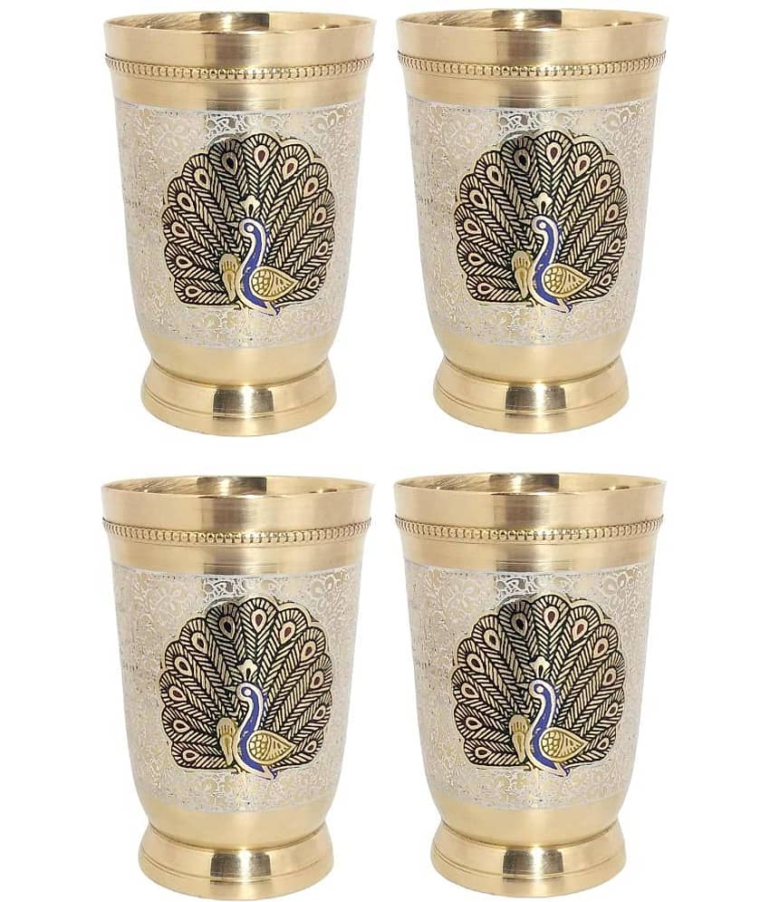 A & H ENTERPRISES - Brass Glasses Set 250 ml ( Pack of 4 )