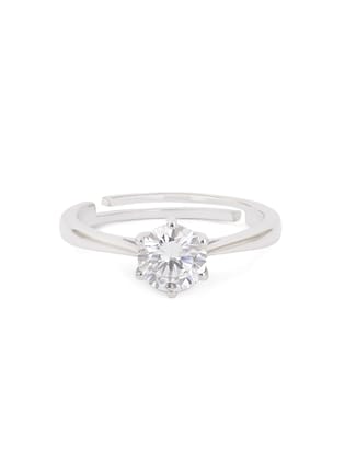 1.5 Carat Adjustable Silver Solitaire Ring-Adjustable
