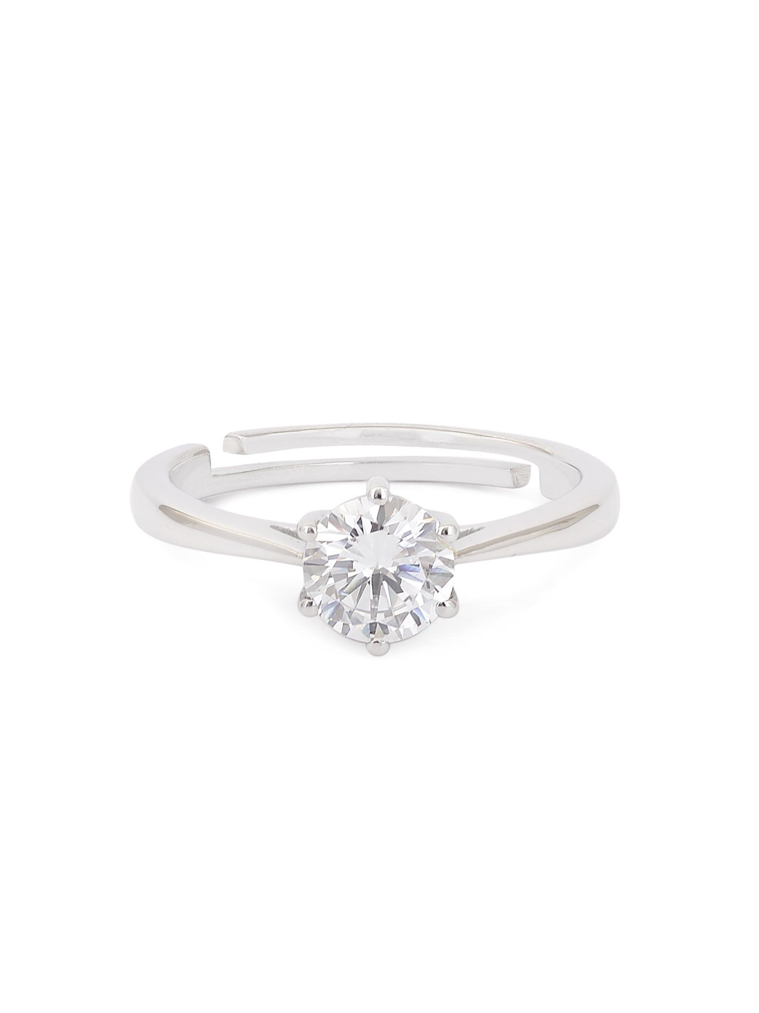 1.5 Carat Adjustable Silver Solitaire Ring-Adjustable