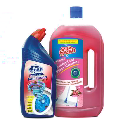 Stanfresh Super Disinfectant Floor Cleaner - Rose 1ltr & Toilet Cleaner - Rose 500ml