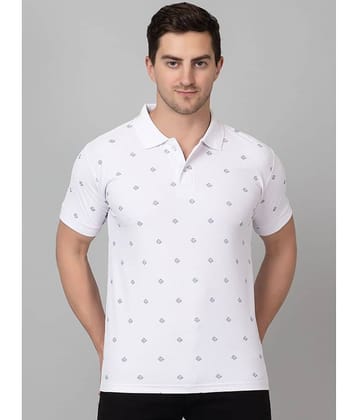 Zeffit Pack of 1 Polyester Regular Fit Printed Half Sleeves Men's Polo T Shirt ( White )