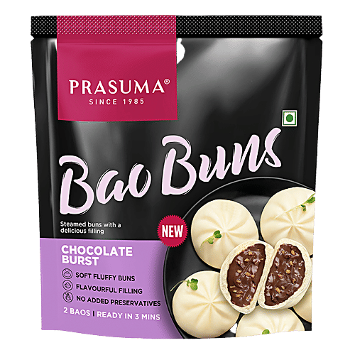 Prasuma Bao Buns - Choco Crunch, Stuffed Bread, No Preservative, Frozen, 100 g (2 pcs)