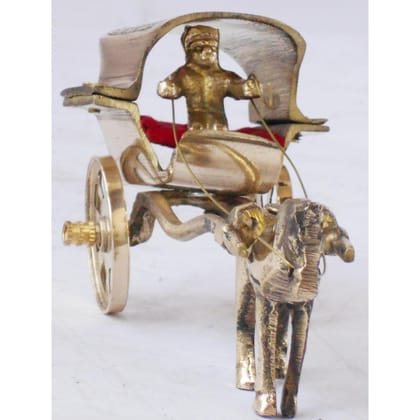 Handcrafted Brass Horse Cart Statue For Home & Gift Purpose, Height : 3 Inch (ZMAS367 C)