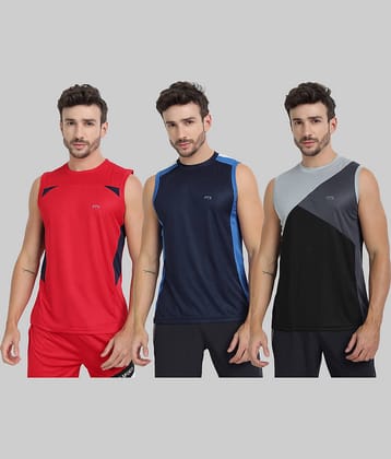 FTX Pack of 3 Polyester Basic Vest For Men ( Red )