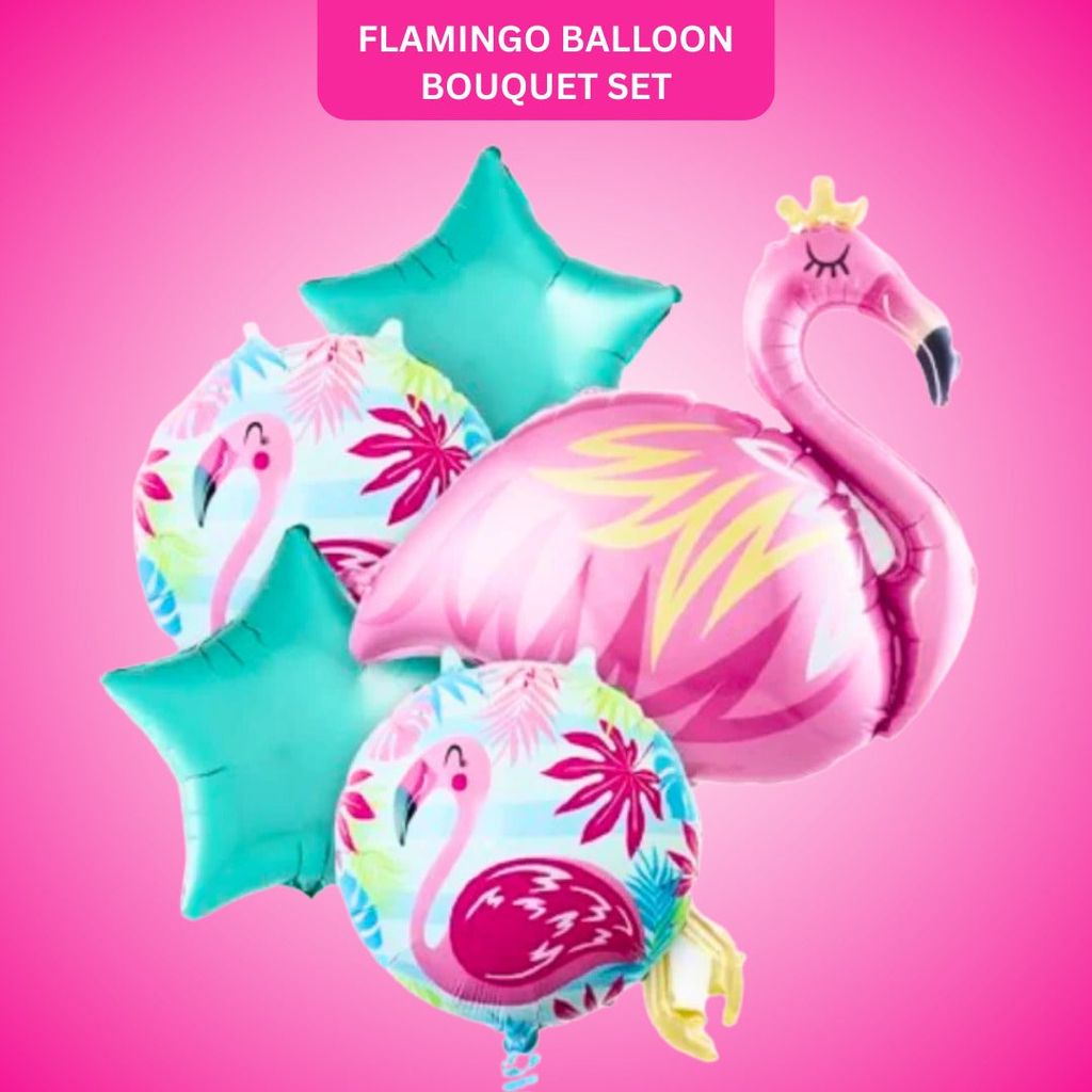 Flamingo Balloon Bouquet Set - - Helium Filled - 5PC - Party and Festive Needs | Buy online on ZillyBuy