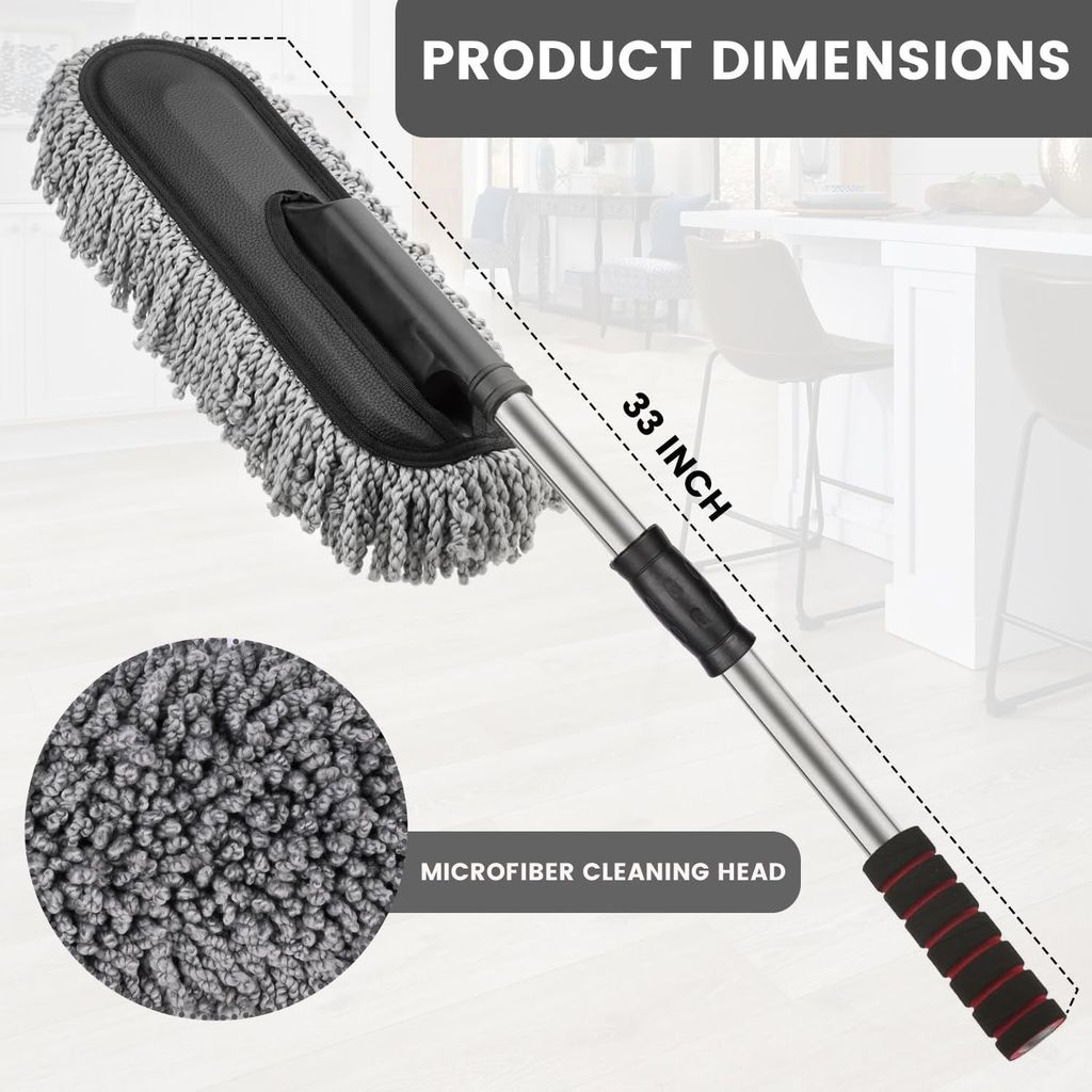Long Handle Car wash mop duster car brush car duster car mop dust sweeping telescopic handle soft bristle wax brush.