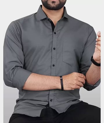 Eyebogler Cotton Blend Regular Fit Solids Full Sleeves Men's Casual Shirt - Grey ( Pack of 1 )