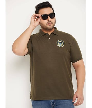 GET GOLF Pack of 1 Cotton Blend Regular Fit Solid Half Sleeves Men's Polo T Shirt ( Olive Green )