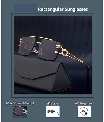 mahek accessories Black Rectangular Sunglasses ( Pack of 1 )