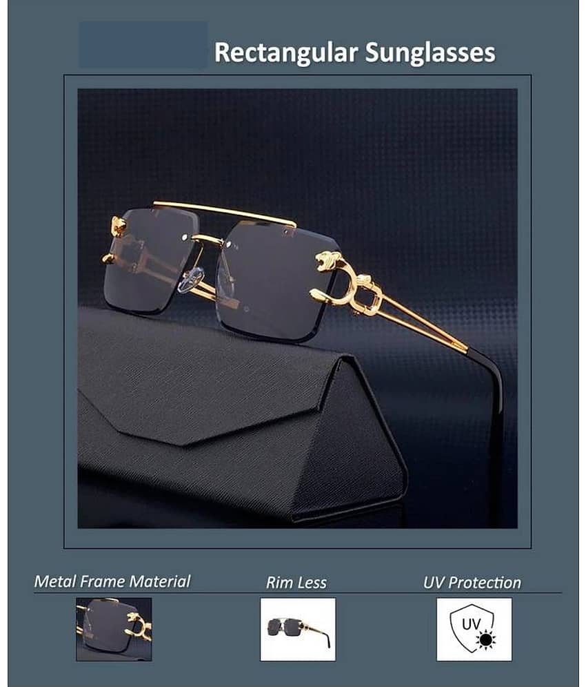 mahek accessories Black Rectangular Sunglasses ( Pack of 1 )