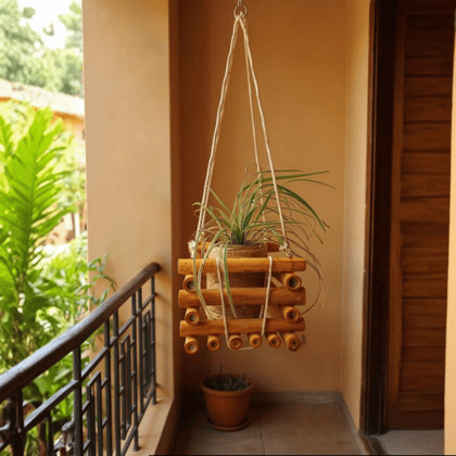 Handcrafted Bamboo Wall Hanging Planter Handcrafted Bamboo Wall Hanging Planter