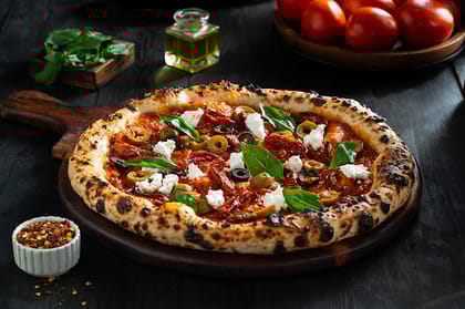 Italian - Pizza Marinara With Olive, Sundried Tomato & Feta Cheese