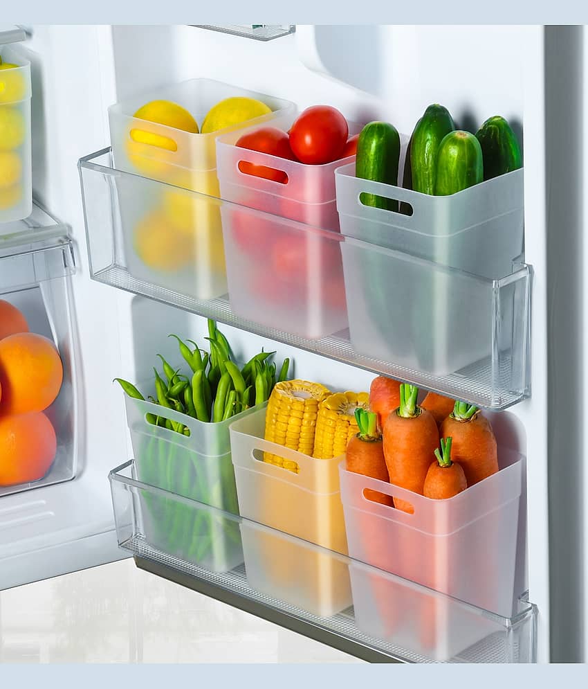 2Mech Fridge container Plastic Transparent Multi-Purpose Container ( Set of 6 )