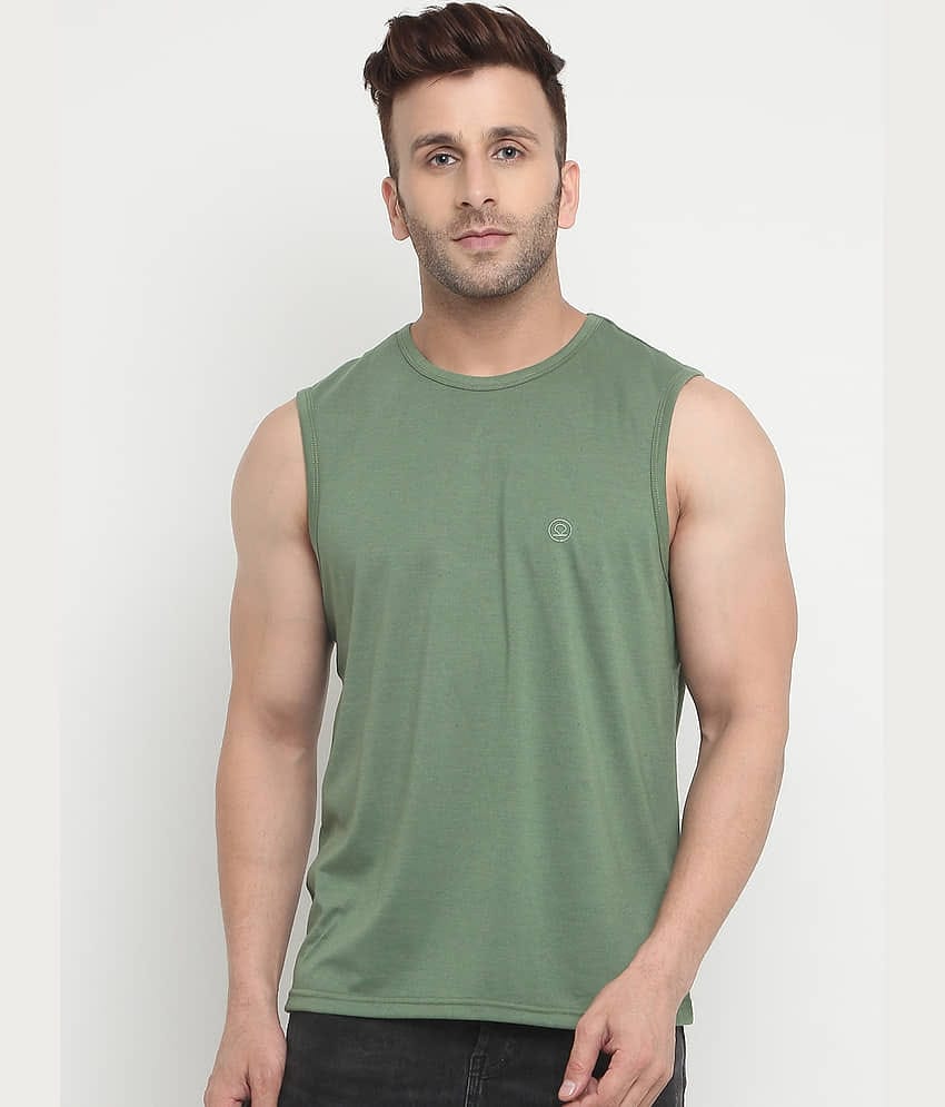 Chkokko Pack of 1 Cotton Gym Vest For Men ( Dark Green )